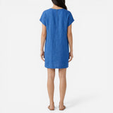 Robe d'été en lin pour femme, V-col et manches courtes, décontractée