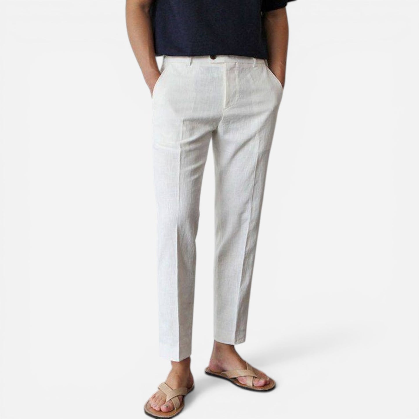 Pantalons Élégants pour Hommes à Jambes Droites avec Poches Latérales