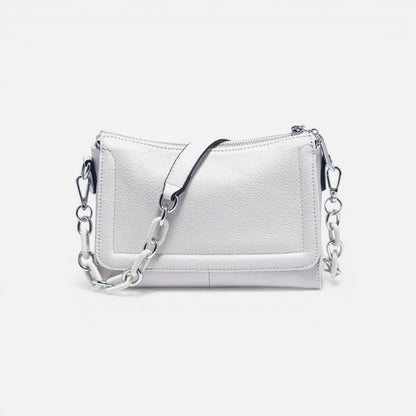 Sac à bandoulière en simili cuir pour femmes avec chaîne et fermeture éclair compacte
