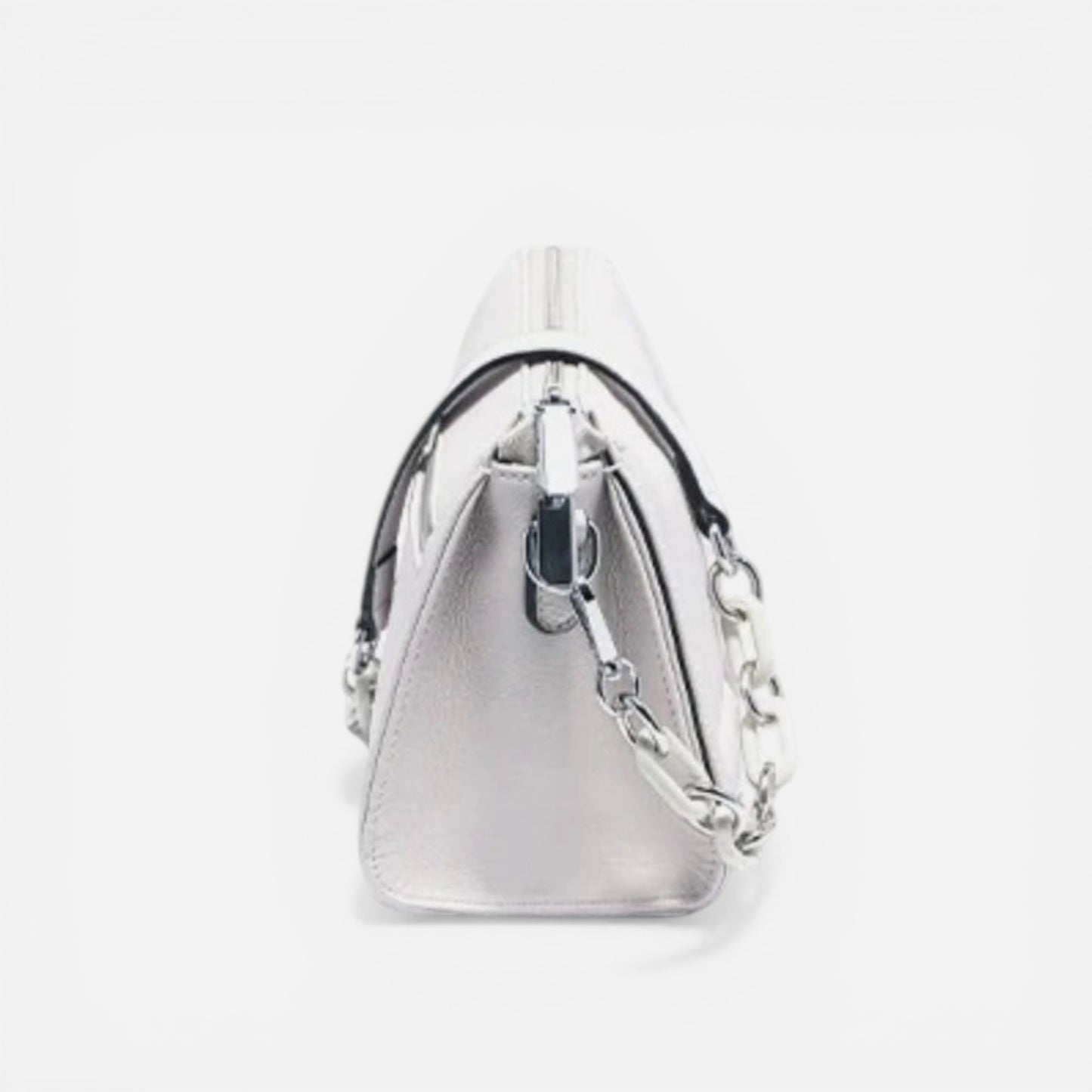 Sac à bandoulière en simili cuir pour femmes avec chaîne et fermeture éclair compacte