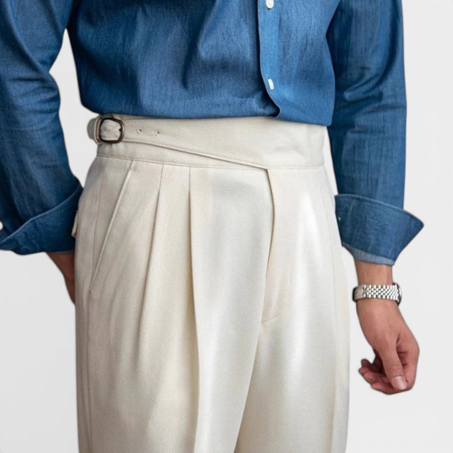 Pantalons élégants pour hommes avec plis et réglages latéraux