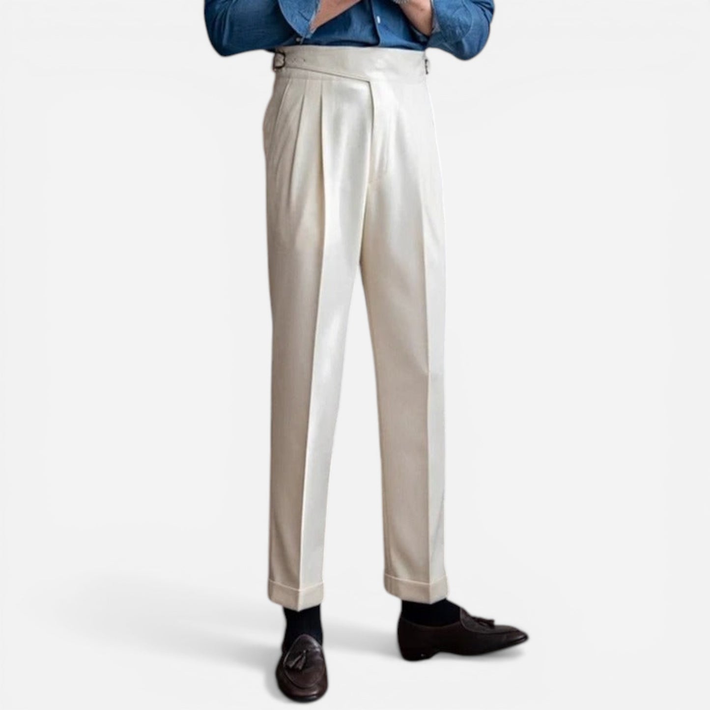 Pantalons élégants pour hommes avec plis et réglages latéraux
