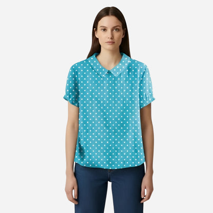Blouse à Pois Femme à Manches Courtes - Élégante et Décontractée