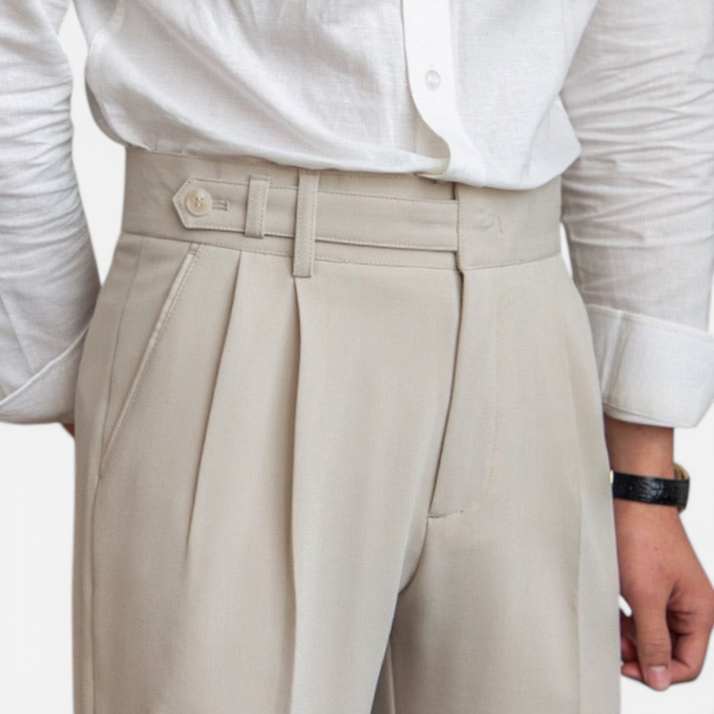 Pantalon Homme Élégant Sur Mesure à Pli, Jambe Droite