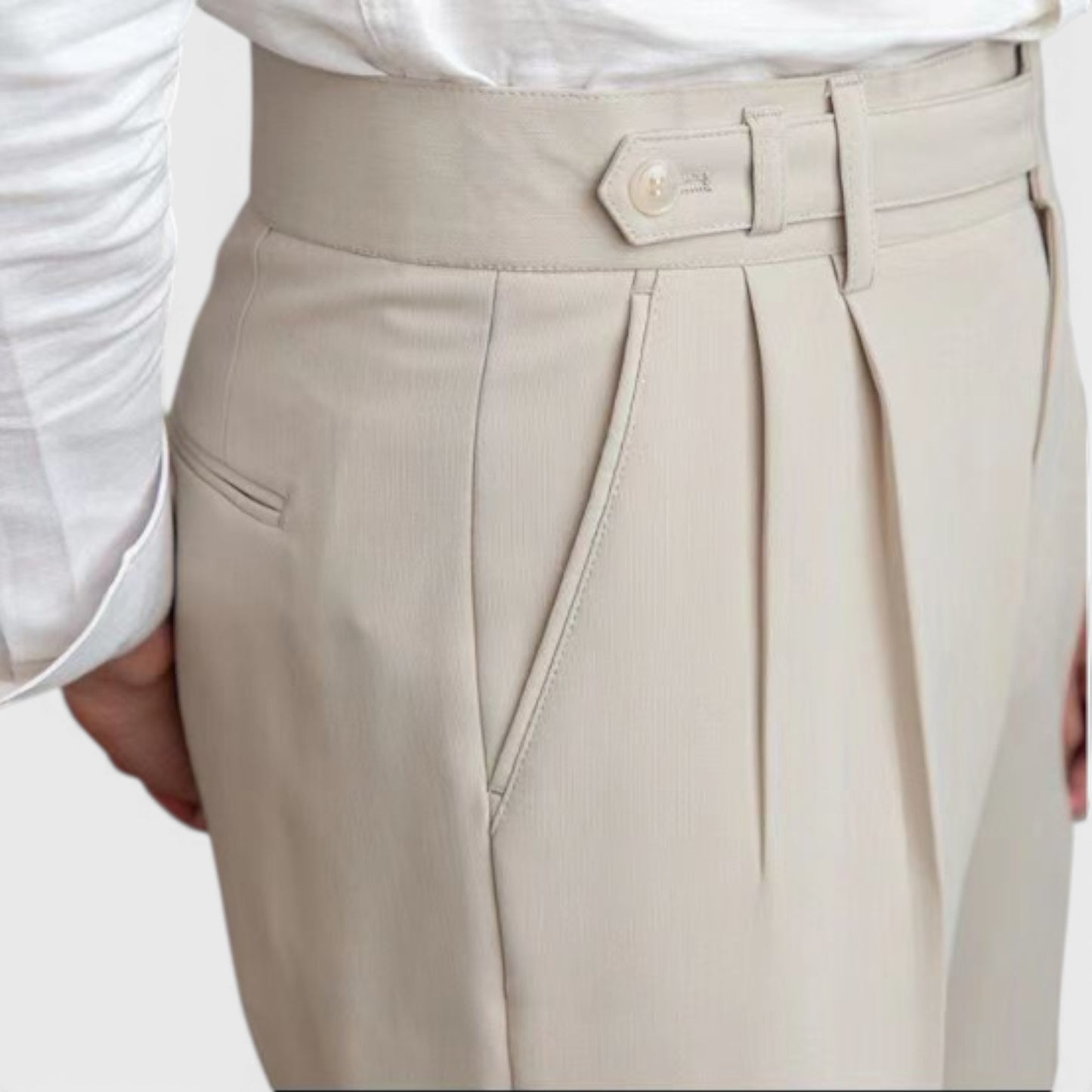 Pantalon Homme Élégant Sur Mesure à Pli, Jambe Droite
