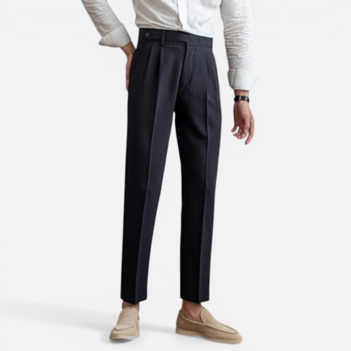 Pantalon Homme Élégant Sur Mesure à Pli, Jambe Droite