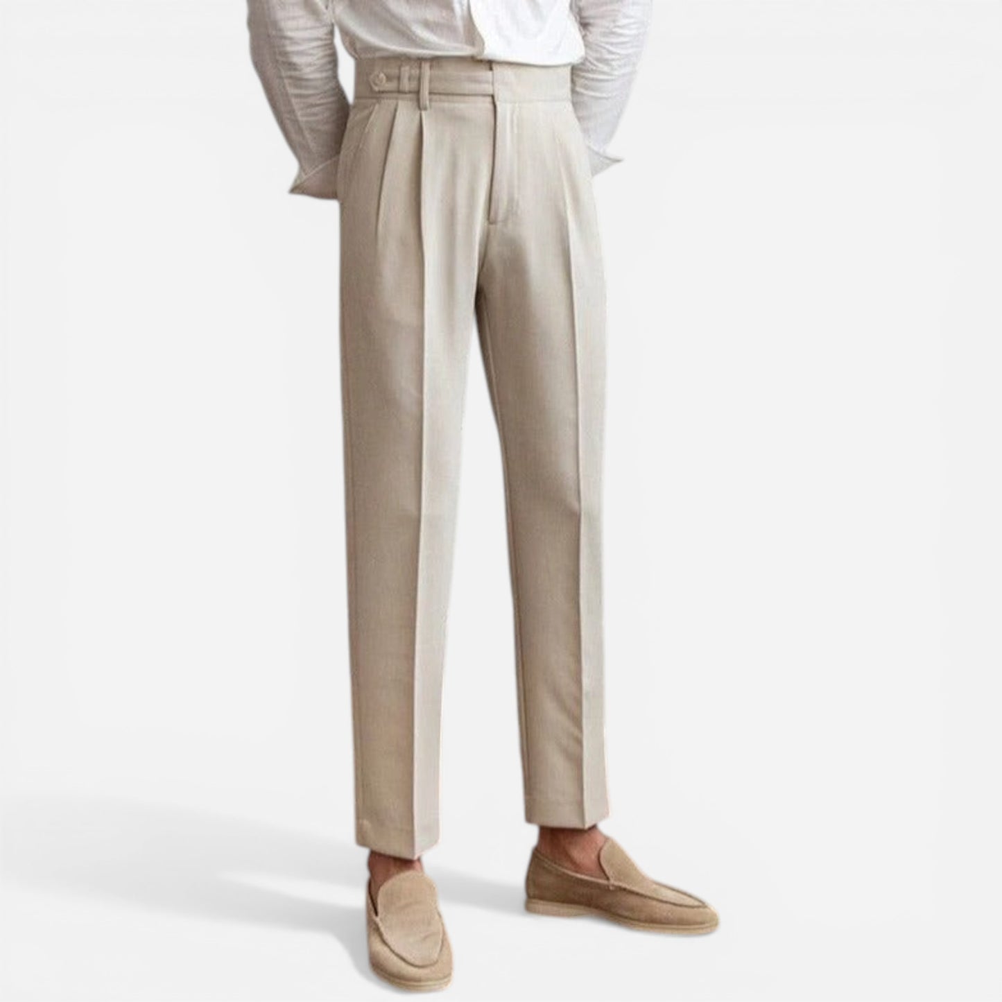Pantalon Homme Élégant Sur Mesure à Pli, Jambe Droite