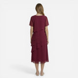 Robe midi femme à manches courtes avec volants pour tous les jours