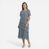 Robe midi femme à manches courtes avec volants pour tous les jours