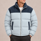 Veste Puffer pour Homme avec Col en Velours et Panneaux Élégants