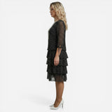 Robe midi à pois pour femme, manches 3/4, jupe élégante à volants