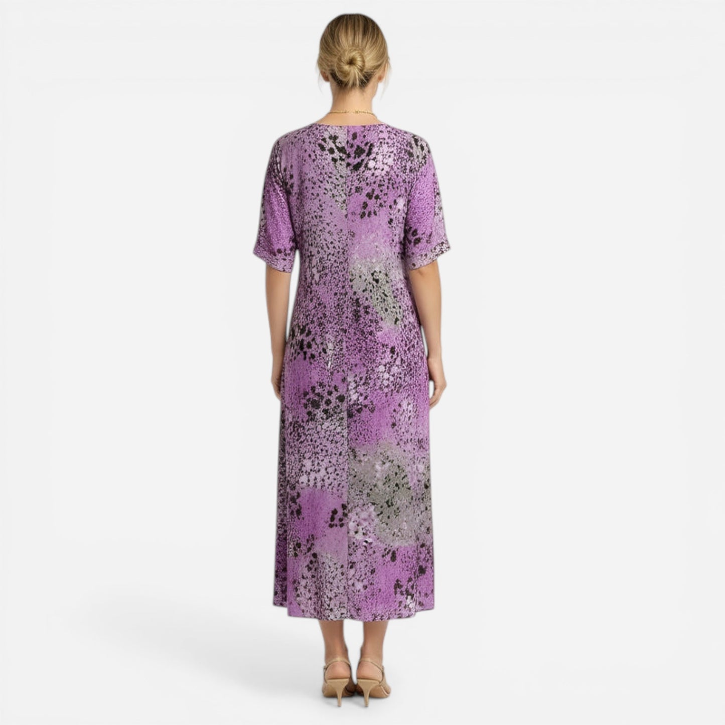 Robe Longue Femme Imprimé Floral V-Neck Été Manches Courtes