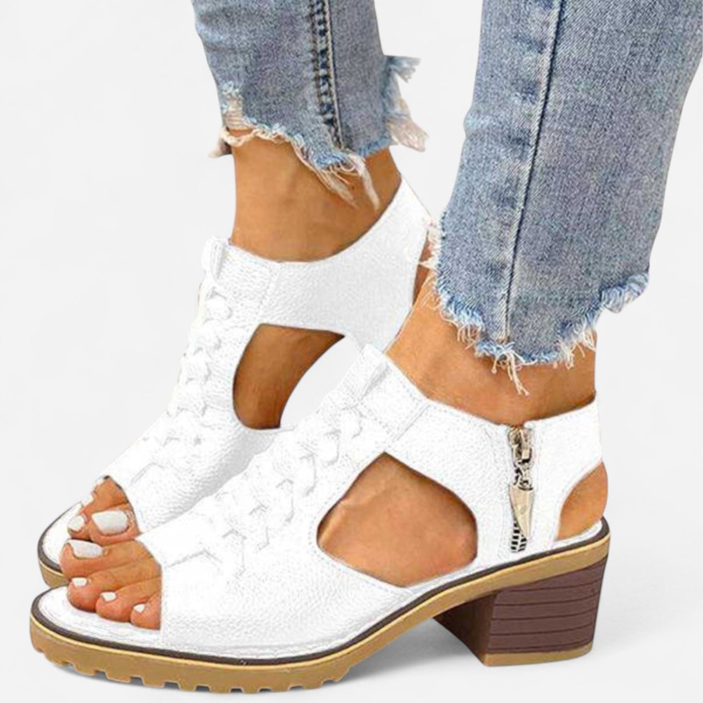Gwenora - Sandales orthopédiques à talon bloc confortables pour femmes