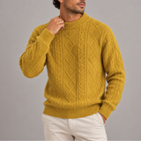 Pull en maille torsadée pour homme | Chandail classique chaud