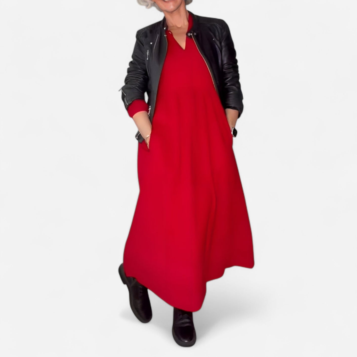 Amanda - Robe longue amincissante à décolleté en V élégante