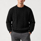 Pull en laine gris pour homme - Pull en tricot à col rond chaud pour l'hiver