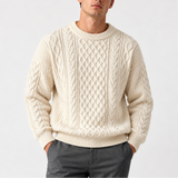 Pull en laine gris pour homme - Pull en tricot à col rond chaud pour l'hiver