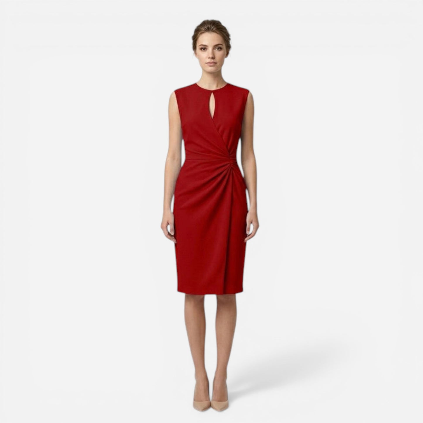 Robe Midi Élégante Sans Manches pour Femme - Coupe Slim Raffinée