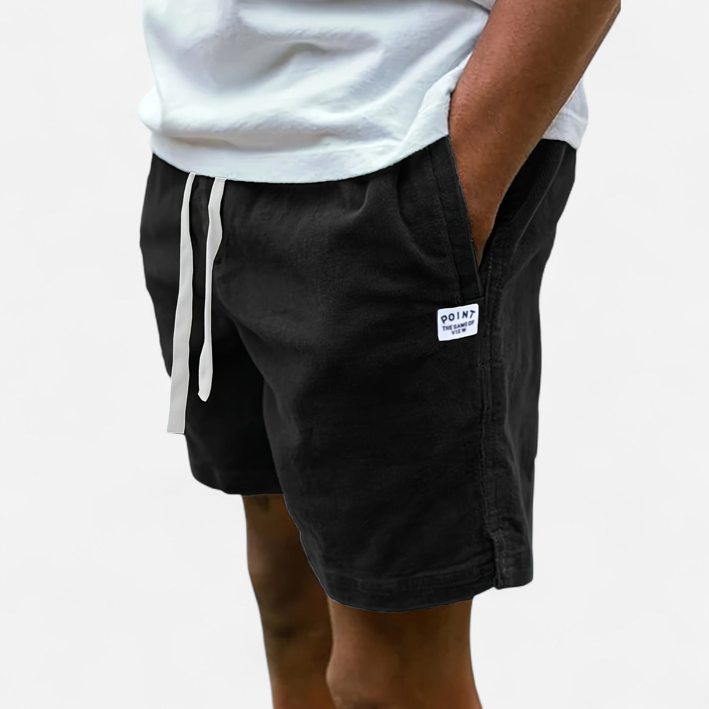 Wyatt - Short en velours côtelé avec patchs étiquettes tendance