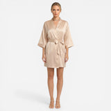 Robe en satin pour femmes avec ceinture kimono - Nuisette élégante courte