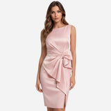 Robe midi sans manches élégante avec nœud latéral - Robe de cérémonie