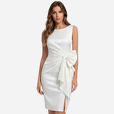 Robe midi sans manches élégante avec nœud latéral - Robe de cérémonie