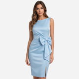 Robe midi sans manches élégante avec nœud latéral - Robe de cérémonie