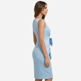 Robe midi sans manches élégante avec nœud latéral - Robe de cérémonie