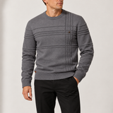 Pull en Maille Texturé pour Homme à Col Rond et Manches Longues
