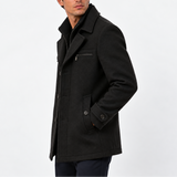 Manteau en Laine pour Homme avec Col Zippé et Fermeture Boutonnée