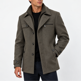 Manteau en Laine pour Homme avec Col Zippé et Fermeture Boutonnée
