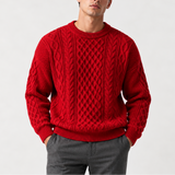 Pull en laine gris pour homme - Pull en tricot à col rond chaud pour l'hiver