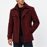 Manteau en Laine pour Homme avec Col Zippé et Fermeture Boutonnée