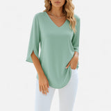 Rialta - Blouse élégante col en V avec manches fendues chic