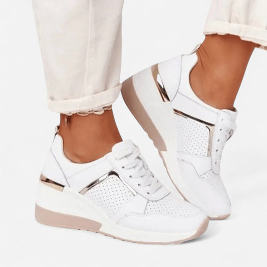 Baskets Élégantes à Talons pour Femmes - Respirantes en Mesh & Cuir PU