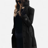 Manteau en Laine à Col Montant - Ceinture Élégant Ajusté Casual