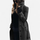 Manteau en Laine à Col Montant - Ceinture Élégant Ajusté Casual