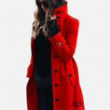 Manteau en Laine à Col Montant - Ceinture Élégant Ajusté Casual
