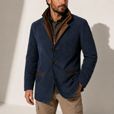 Manteau d'Hiver pour Homme - Veste en Suède à Col Montant Casual