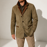 Manteau d'Hiver pour Homme - Veste en Suède à Col Montant Casual
