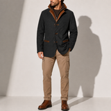 Manteau d'Hiver pour Homme - Veste en Suède à Col Montant Casual