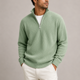 Pull en maille pour homme à col zippé quart - Élégance décontractée