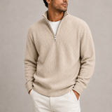 Pull en maille pour homme à col zippé quart - Élégance décontractée