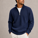 Pull en maille pour homme à col zippé quart - Élégance décontractée