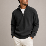 Pull en maille pour homme à col zippé quart - Élégance décontractée