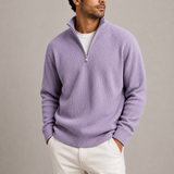 Pull en maille pour homme à col zippé quart - Élégance décontractée