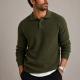 Pull en maille ajusté pour homme avec col à revers - Élégance moderne
