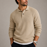 Pull en maille ajusté pour homme avec col à revers - Élégance moderne