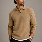 Pull en maille ajusté pour homme avec col à revers - Élégance moderne