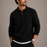 Pull en maille ajusté pour homme avec col à revers - Élégance moderne